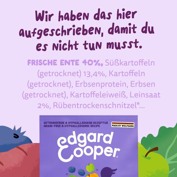Edgard & Cooper Hundefutter trocken Getreidefrei für Medium Adult Hunde (7kg), frische Ente mit extra Glucosamin, Natürliche, hypoallergene Rezeptur, nie Fischmehl