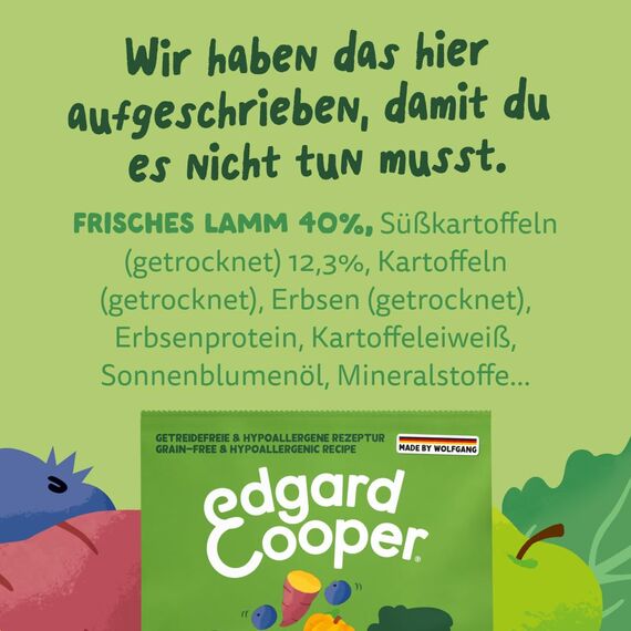 Edgard & Cooper Hundefutter, Trockenfutter für Hunde, (Lamm, 2.5kg), Getreidefrei, natürliche Zutaten und frisches Fleisch, voller essentieller Aminosäuren