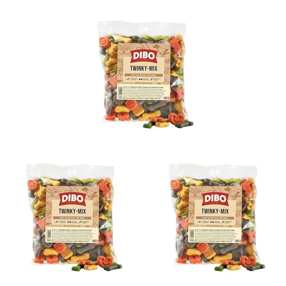 Twinky-Mix, 500g-Beutel, Backwaren als gesunde, natürliche Ernährung für Hunde von DIBO, Hundefutter, Barf, B.A.R.F., Leckerli, Hundekekse (Packung mit 3)