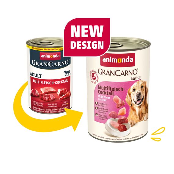 animonda GranCarno Adult Multifleisch-Cocktail (6 x 400 g), Hunde Nassfutter für ausgewachsene Tiere, Nassfutter für Hunde mit 100% frischen, fleischlichen Zutaten, Hundefutter ohne Getreide