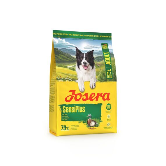 JOSERA Adult SensiPlus Ente & Reis (1 x 3 kg) | Premium Trockenfutter für ausgewachsene empfindliche Hunde | mit viel Biotin für gesunde Haut & Fell | hoch verdaulich | glutenfrei | 1er Pack