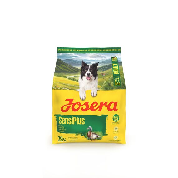 JOSERA Adult SensiPlus Ente & Reis (1 x 900 g) | Premium Trockenfutter für ausgewachsene empfindliche Hunde | mit viel Biotin für gesunde Haut & Fell | hoch verdaulich | glutenfrei | 1er Pack