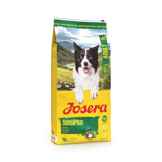 JOSERA Adult SensiPlus Ente & Reis (1 x 12,5 kg) | Premium Trockenfutter für ausgewachsene empfindliche Hunde | mit viel Biotin für gesunde Haut & Fell | hoch verdaulich | glutenfrei | 1er Pack