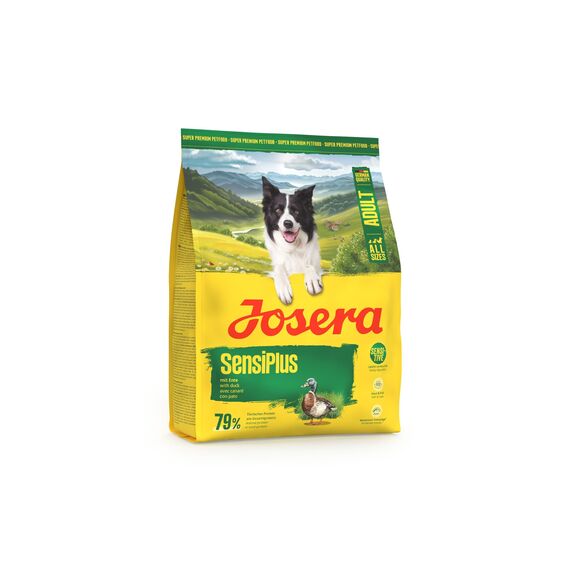 JOSERA Adult SensiPlus Ente & Reis (1 x 900 g) | Premium Trockenfutter für ausgewachsene empfindliche Hunde | mit viel Biotin für gesunde Haut & Fell | hoch verdaulich | glutenfrei | 1er Pack
