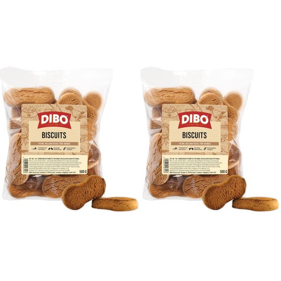 DIBO Biscuits, 500g-Beutel, Backwaren als gesunde, natürliche Ernährung für Hunde von DIBO, Hundefutter, Barf, B.A.R.F., Leckerli, Hundekekse (Packung mit 2)