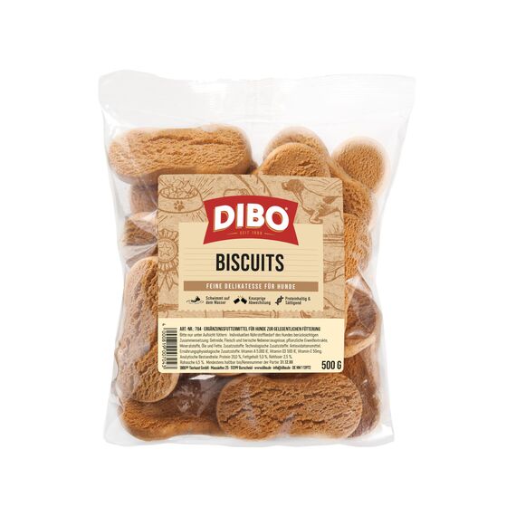 DIBO Biscuits - der schmackhafte Hundekeks für zwischendurch - schonend zubereiteter Hundekeks für ihren Hund - 500g Beutel