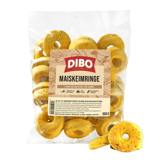 DIBO Maiskeimringe - der schmackhafte Hundekeks für zwischendurch - schonend zubereiteter Hundekeks für ihren Hund - 500g Beutel