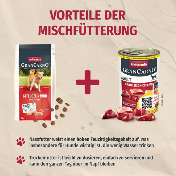 animonda GranCarno Hunde Nassfutter mit Pansen (6 x 400 g), getreidefreies Hundenassfutter ohne Zucker, für ausgewachsene Hunde, mit frischen fleischigen Zutaten