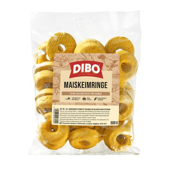 Maiskeimringe, 500g-Beutel, Backwaren als gesunde, natürliche Ernährung für Hunde von DIBO, Hundefutter, Barf, B.A.R.F., Leckerli, Hundekekse (Packung mit 2)