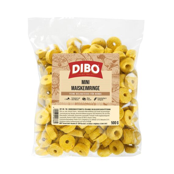 DIBO Mini-Maiskeimringe - der schmackhafte Hundekeks für zwischendurch - schonend zubereiteter Hundekeks für ihren Hund - 500g Beutel