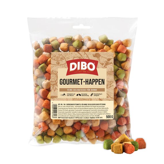 Gourmet-Happen, 500g-Beutel, Backwaren als gesunde, natürliche Ernährung für Hunde von DIBO, Hundefutter, Barf, B.A.R.F., Leckerli, Hundekekse