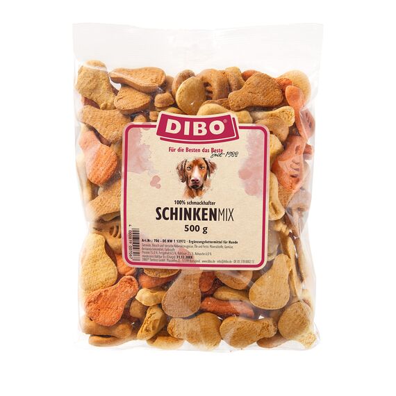 DIBO Schinken-Mix, 500g-Beutel, Backwaren als gesunde, natürliche Ernährung für Hunde von DIBO, Hundefutter, Barf, B.A.R.F, Leckerli, Hundekekse (Packung mit 2)