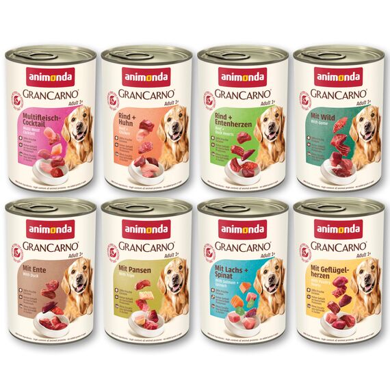 animonda GranCarno Adult Megapack (48 x 400 g), Hundenassfutter für Erwachsene Hunde, Feuchtfutter mit 100% frischen, fleischlichen Zutaten, Hundefutter ohne Getreide