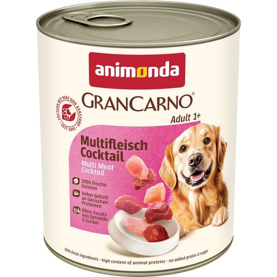 animonda GranCarno Adult Multifleisch-Cocktail (6 x 800 g), Hundenassfutter für erwachsene Tiere, Nassfutter für Hunde mit 100 % frischen, fleischlichen Zutaten, Hundefutter ohne Getreide