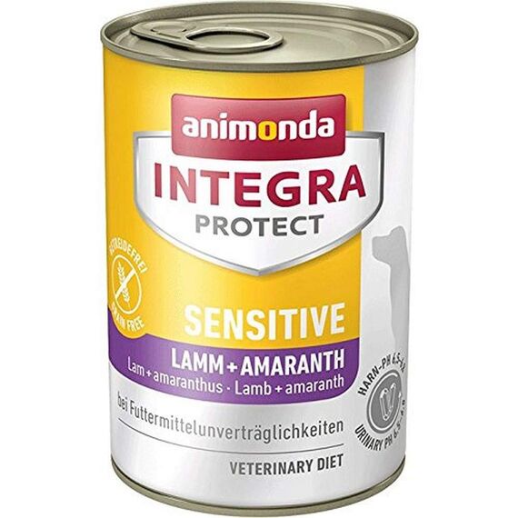 animonda INTEGRA PROTECT Hundefutter nass Sensitive Lamm + Amaranth (6 x 400g), bei Futtermittelunverträglichkeit, hochwertiges Diätalleinfutter für Hunde bei Futtermittelallergie