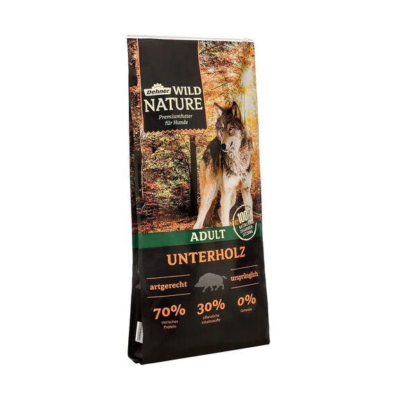 Dehner Wild Nature Hundefutter Unterholz, Trockenfutter getreidefrei / zuckerfrei, für ausgewachsene Hunde, Wildschwein, 12 kg