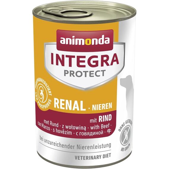 animonda INTEGRA PROTECT Renal mit Rind (6 x 400 g), Hunde Nierenfutter bei chronischer Niereninsuffizienz, eiweißreduziertes Diät Hundefutter, Nassfutter für Hunde ohne Getreide
