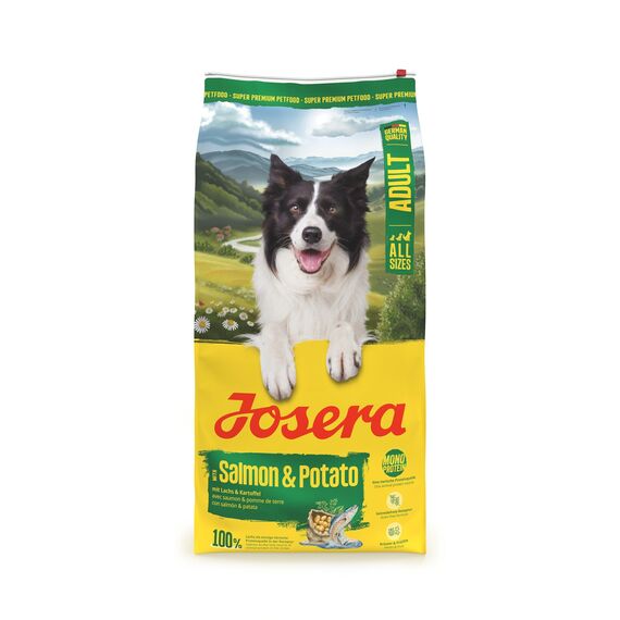 JOSERA Adult Lachs & Kartoffel (1 x 12,5 kg) | Premium Trockenfutter für ausgewachsene Hunde (auch Senioren) | Monoprotein - 100% Lachs | wenig Protein | getreidefrei | Hundefutter | 1er Pack