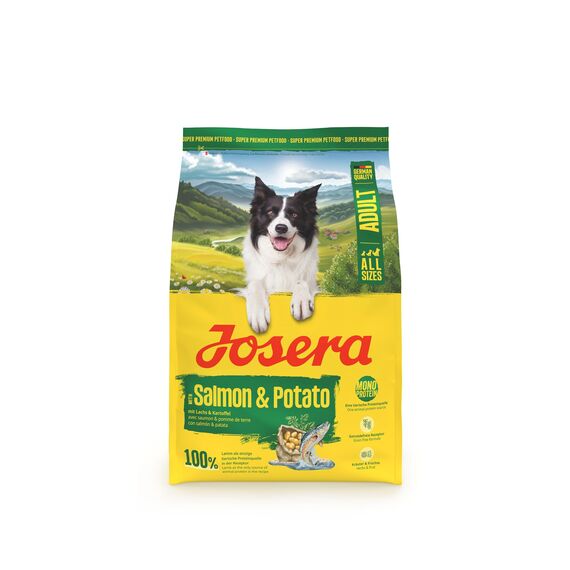 JOSERA Adult Lachs & Kartoffel (1 x 3 kg) | Premium Trockenfutter für ausgewachsene Hunde (auch Senioren) | Monoprotein - 100% Lachs | wenig Protein | getreidefrei | Hundefutter | 1er Pack