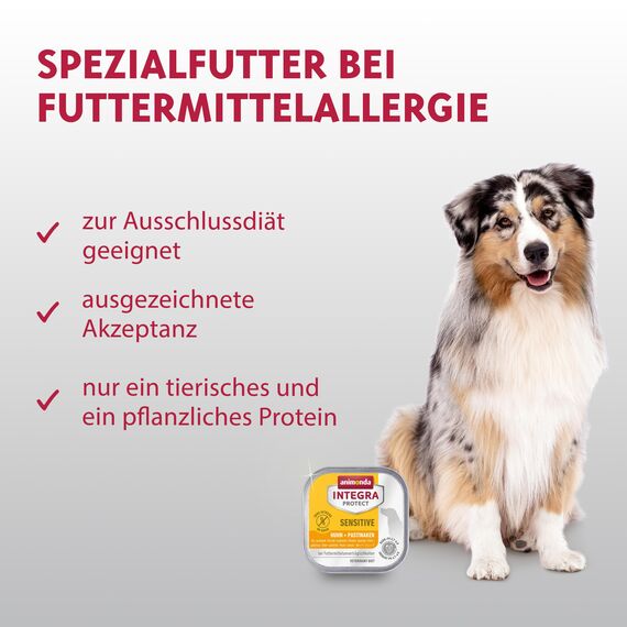 animonda INTEGRA PROTECT Sensitive Huhn + Pastinaken (11 x 150 g), Diätfutter bei Futtermittelallergie, sensitives Hundefutter für allergische Hunde, Nassfutter für Hunde ohne Getreide