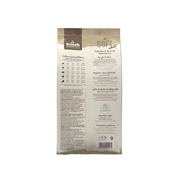 Bosch HPC Soft Hühnchen & Banane | halbfeuchtes Hundefutter für ausgewachsene Hunde Aller Rassen | Single Protein | Grain-Free | 1 x 2.5 kg (Packung mit 2)