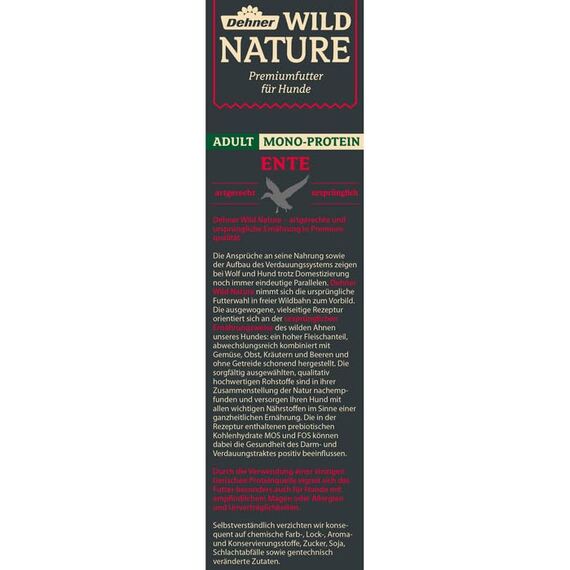 Dehner Wild Nature Hundefutter Mono Protein, Trockenfutter getreidefrei / zuckerfrei, für ausgewachsene Hunde, Ente / Fisch, 4 kg