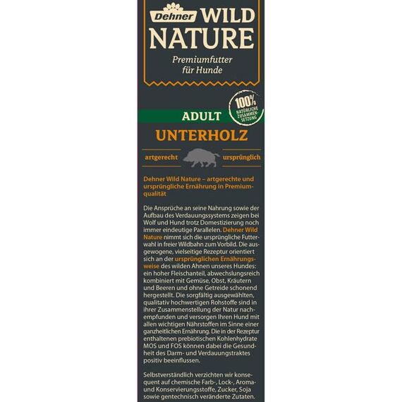 Dehner Wild Nature Hundefutter Unterholz, Trockenfutter getreidefrei / zuckerfrei, für ausgewachsene Hunde, Wildschwein, 4 kg