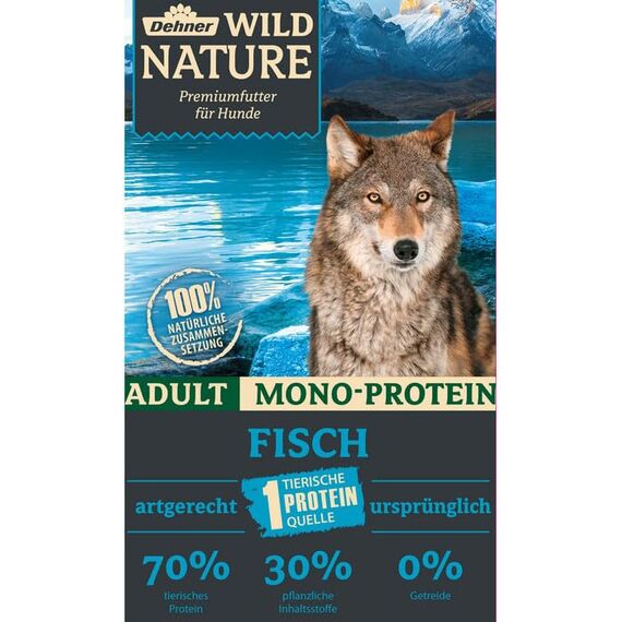 Dehner Wild Nature Hundefutter Gebirgssee, Trockenfutter getreidefrei / zuckerfrei, für ausgewachsene Hunde, Lachs / Huhn, 12 kg