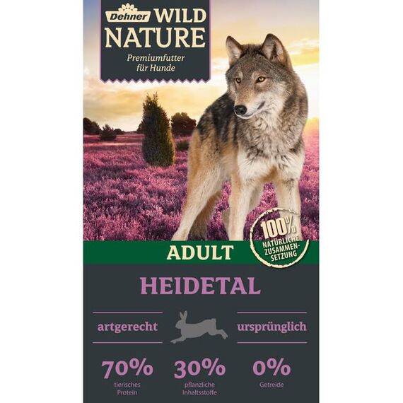 Dehner Wild Nature Hundefutter Heidetal, Trockenfutter getreidefrei / zuckerfrei, für ausgewachsene Hunde, Kaninchen, 12 kg
