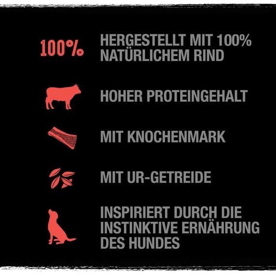 Crave Premium Trockenfutter Rind mit Knochenmark und Urgetreide für Hunde – Getreidefreies Adult Hundefutter mit hohem Proteingehalt – 3 x 2,8 kg