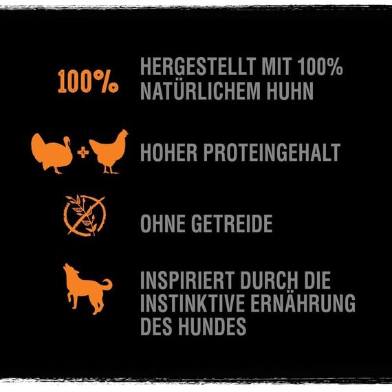 Crave Adult Trockenfutter mit Truthahn & Huhn, 3 Beutel, 3x2,8kg – Premium Hundefutter trocken mit hohem Proteingehalt und ohne Getreide – Hergestellt mit 100 Prozent natürlichem Huhn