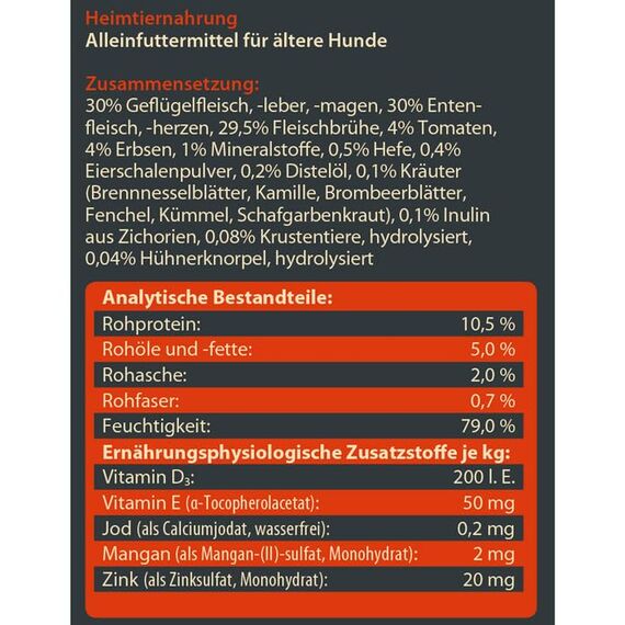 Dehner Wild Nature Hundetrockenfutter Senior Bergweide | getreidefrei | natürliches Hundefutter mit Ente | Premium Trockenfutter | für sensible, ältere Hunde | hoher Fleischgehalt | sensitiv | 4 kg