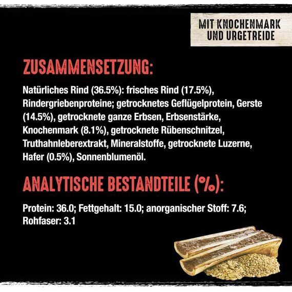 Crave Premium Trockenfutter Rind mit Knochenmark und Urgetreide für Hunde – Getreidefreies Adult Hundefutter mit hohem Proteingehalt – 3 x 2,8 kg