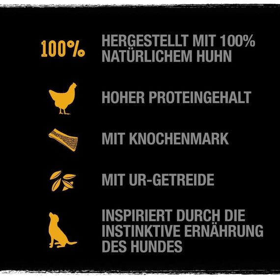 Crave Premium Trockenfutter Huhn mit Knochenmark und Urgetreide für Hunde – Getreidefreies Adult Hundefutter mit hohem Proteingehalt – 6 x 1 kg