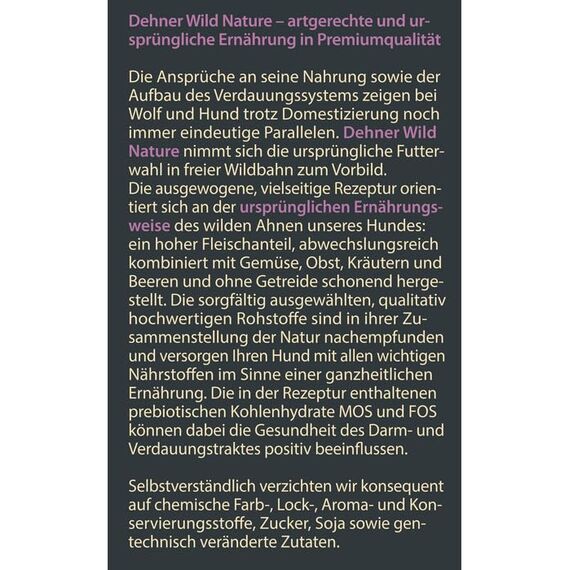 Dehner Wild Nature Hundefutter Heidetal, Trockenfutter getreidefrei / zuckerfrei, für ausgewachsene Hunde, Kaninchen, 12 kg
