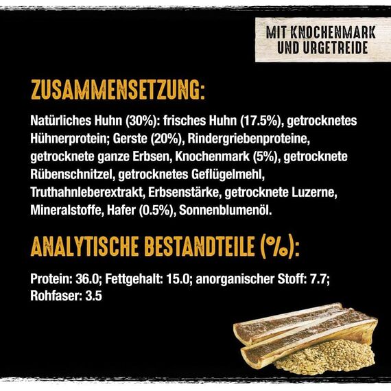 Crave Premium Trockenfutter Huhn mit Knochenmark und Urgetreide für Hunde – Getreidefreies Adult Hundefutter mit hohem Proteingehalt – 6 x 1 kg