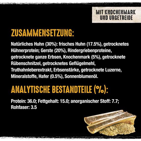 Crave Premium Trockenfutter Huhn mit Knochenmark und Urgetreide für Hunde – Getreidefreies Adult Hundefutter mit hohem Proteingehalt – 3 x 2,8 kg