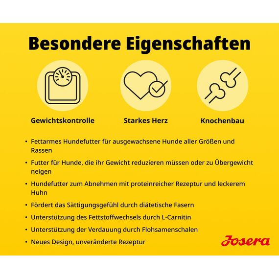 JOSERA Adult Light & Vital Huhn (1 x 900 g) | Premium Trockenfutter für ausgewachsene Hunde | mit Erbse | wenig Fett & viel Protein zur Gewichtskontrolle | leicht verdaulich | weizenfrei | 1er Pack