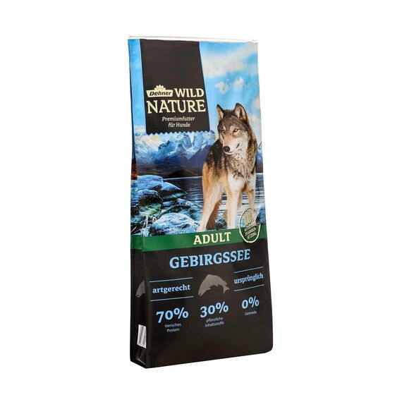 Dehner Wild Nature Hundefutter Gebirgssee, Trockenfutter getreidefrei / zuckerfrei, für ausgewachsene Hunde, Lachs / Huhn, 12 kg