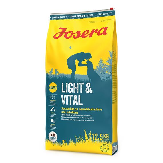 JOSERA Light & Vital (1 x 12,5 kg) | Adult | Premium Trockenfutter für ausgewachsene Hunde | Geflügel & Erbse | wenig Fett und viel Protein zur Gewichtskontrolle | weizenfrei | Hundefutter | 1er Pack