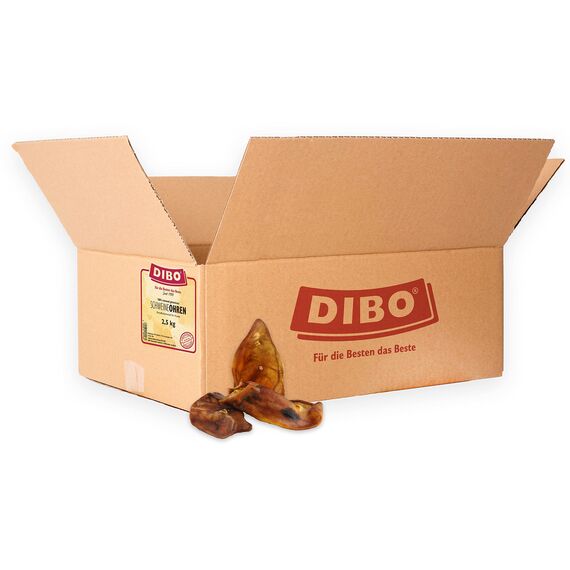 DIBO Schweineohren, 5kg-Beutel, Naturkau-Snack oder Leckerli für Zwischendurch, Hundefutter, Qualitätskauartikel ohne Chemie