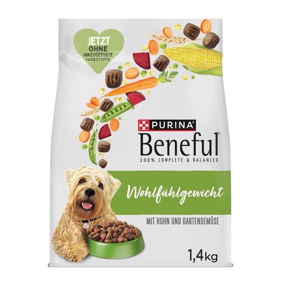 Beneful Wohlfühlgewicht Hundefutter trocken, mit Huhn und Gartengemüse, 6er Pack (6 x 1,4kg)