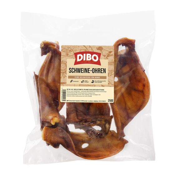 DIBO Schweineohren, 250g-Beutel, der kleine Naturkau-Snack oder Leckerli für Zwischendurch, Hundefutter, Qualitätskauartikel ohne Chemie