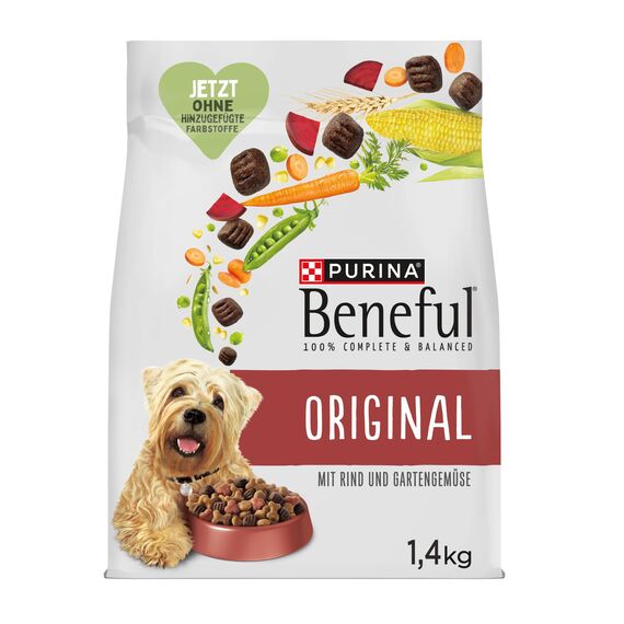 Beneful Original Hundefutter trocken, mit Rind und Gartengemüse, 6er Pack (6 x 1,4kg)