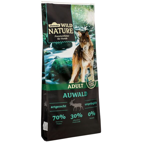 Dehner Wild Nature Hundefutter Auwald, Trockenfutter getreidefrei / zuckerfrei, für ausgewachsene Hunde, Geflügel / Wild, 12 kg