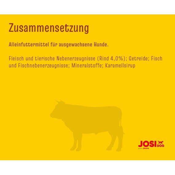 JosiDog Beef in Sauce (12 x 415 g) | Adult | Premium Nassfutter für ausgewachsene Hunde | mit Rind in Sauce mit Vitamin D3 & E | Powered by JOSERA | Hundefutter nass | Alleinfutter | 12er Pack