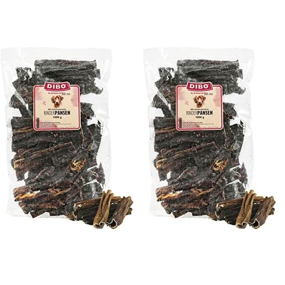 DIBO Rinderpansen, 1000g, der kleine Naturkau-Snack oder Leckerli für Zwischendurch, Hundefutter, Qualitätskauartikel ohne Chemie (Packung mit 2)
