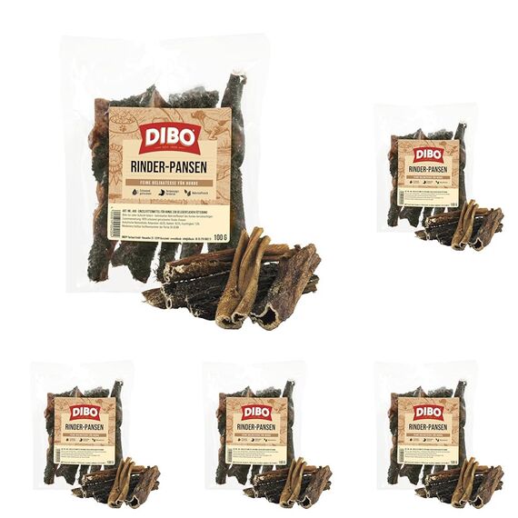 DIBO Rinderpansen, 100g-Beutel, der kleine Naturkau-Snack oder Leckerli für Zwischendurch, Hundefutter, Qualitätskauartikel ohne Chemie von DIBO (Packung mit 5)