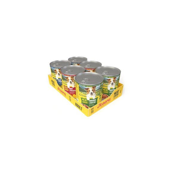 JOSERA Meat Lovers Pure Multipack (6 x 800 g) | Adult | Premium Nassfutter für ausgewachsene Hunde | 4 Verschiedene Sorten| hoher Fleischanteil (68%) | getreidefrei | Hundefutter nass | 6er Pack