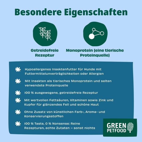 Green Petfood InsectDog Hypoallergen mit Insekten (1 x 900 g) | Adult | Premium Trockenfutter für ausgewachsene allergische Hunde | getreidefrei | nachhaliges Hundefutter | German Quality | 1er Pack